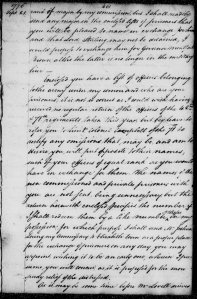 An excerpt of Howe's letter to Washington after the Battle of Long Island discussing prisoner lists.