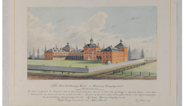 An illustration of the Philadelphia Bettering House in 1828, courtesy of the Historical Society of Pennsylvania.